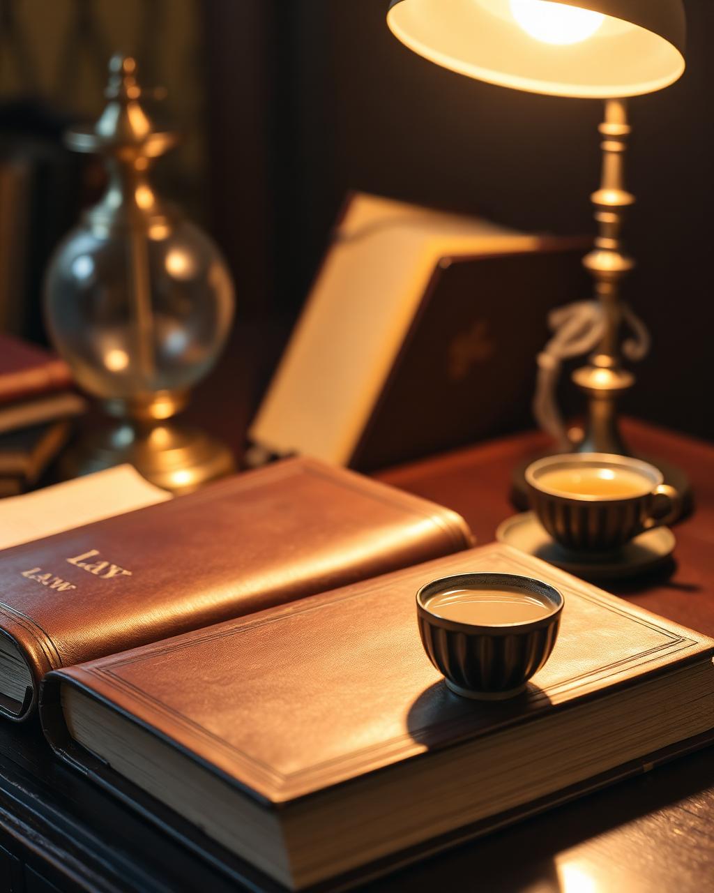 Vintage Indian law book open on Advocate Kamal Shrimali's desk in Falna